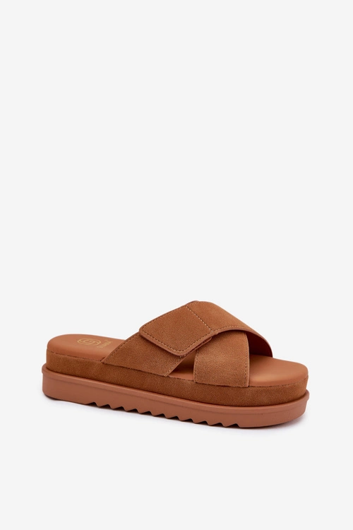 Klapki Damskie Na Platformie Z Przeplatającymi Się Paskami Camel Rinasara