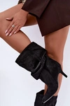 Wsuwane Botki Typu Slouchy Na Obcasie Z Naturalnego Zamszu Czarne Cindrelle