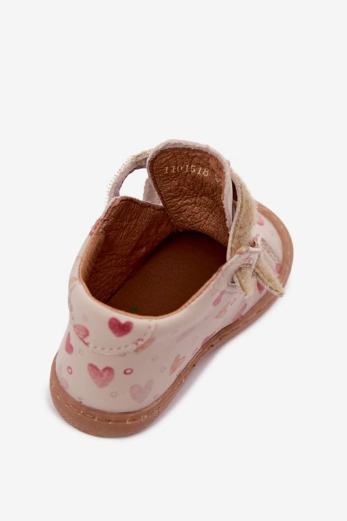 Skórzane Półbuty Trzewiki Barefoot Dziecięce W Serca Froddo G2130328-64 Beżowe