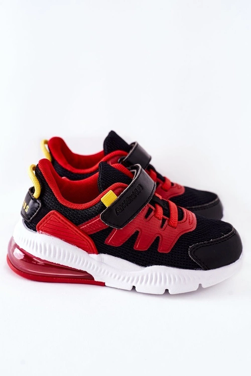 Dziecięce Sportowe Buty Na Rzep ABCKIDS Czarno-Czerwone