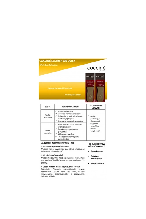 Coccine Leather On Latex Foam Wkładki Skórzane Na Lateksie