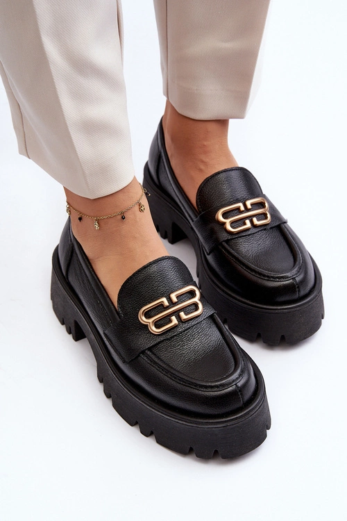 Zazoo 20164 Damskie Loafersy Ze Skóry Naturalnej Czarne