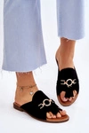 Damskie Zamszowe Klapki Lewski Shoes 3226 Czarne