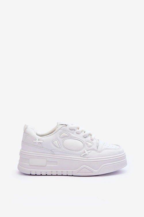 Sneakersy Damskie Na Platformie Białe Finos
