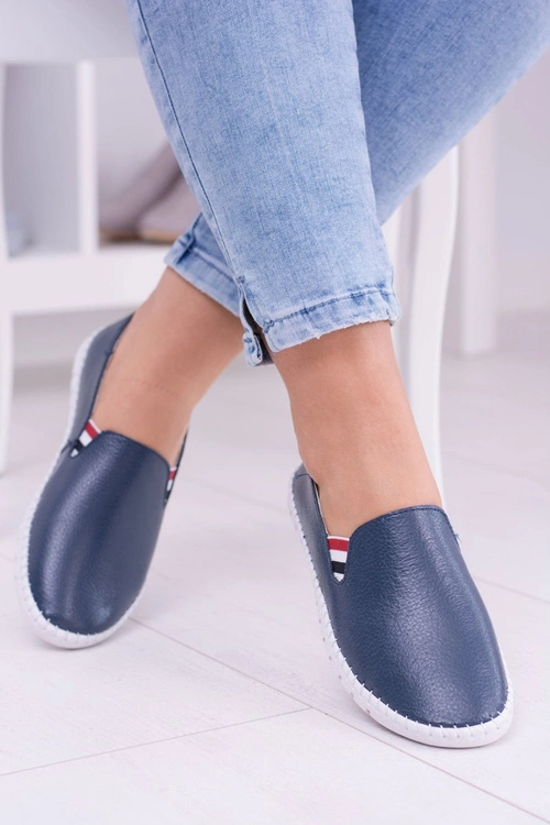 Damskie Granatowe Skórzane Tenisówki Bellara