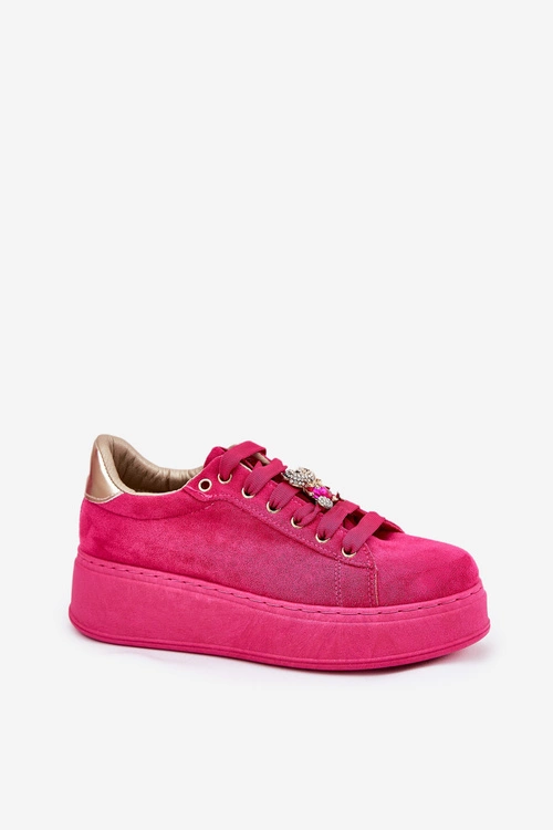 Sneakersy Damskie Na Platformie Z Misiem Fuksja Vailina