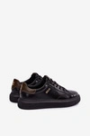 Skórzane Sneakersy Na Platformie Męskie Big Star UU174291 Czarne