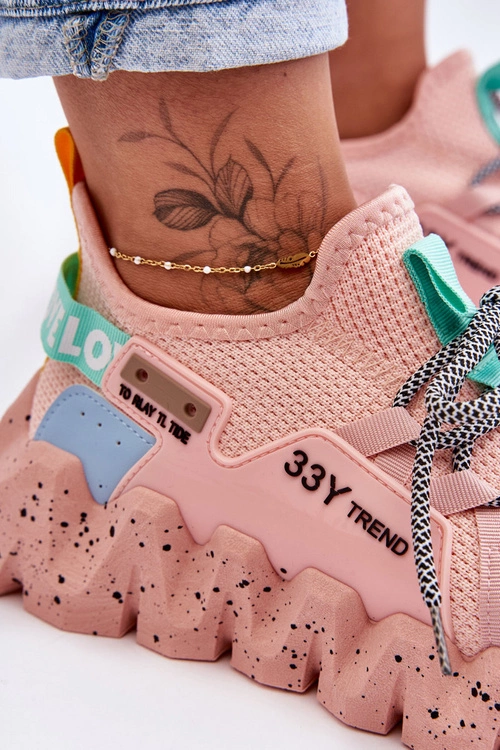Wsuwane Modne Sneakersy Jasnoróżowe Evolution
