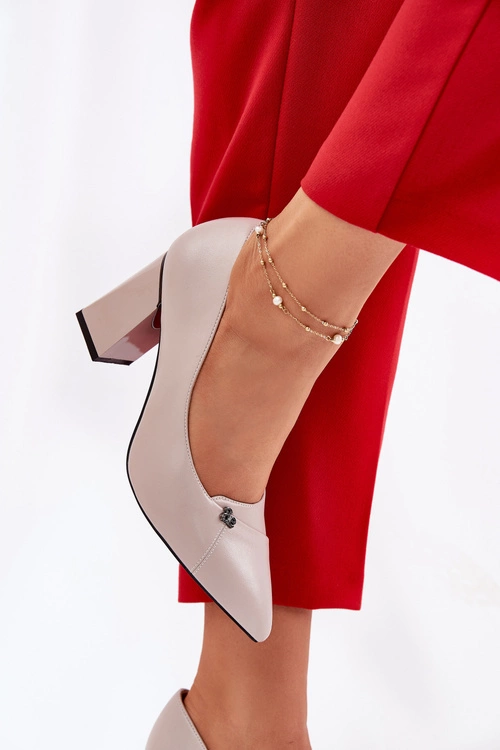Czółenka Na Słupku Eleganckie Vinceza 62224 Szare