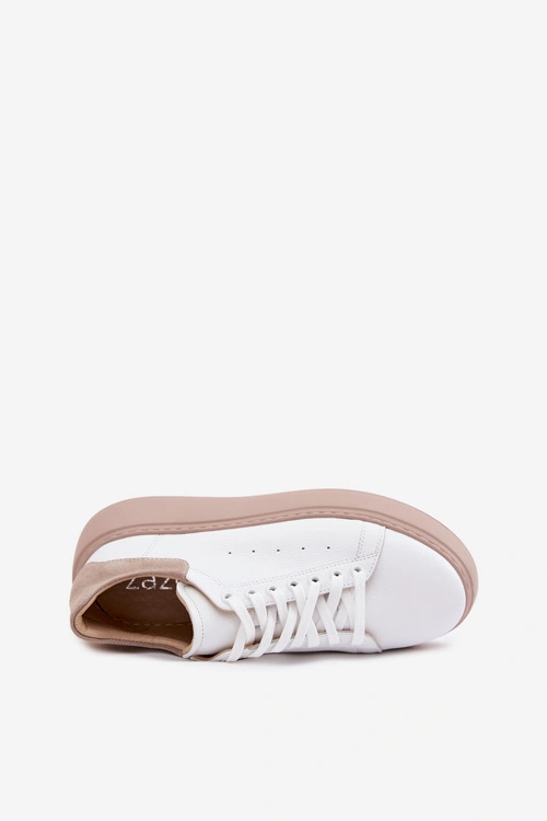 Skórzane Sneakersy Damskie Na Platformie Zazoo N408S2 Białe