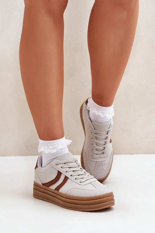 Stylowe Sneakersy Na Platformie Szare Doriwa