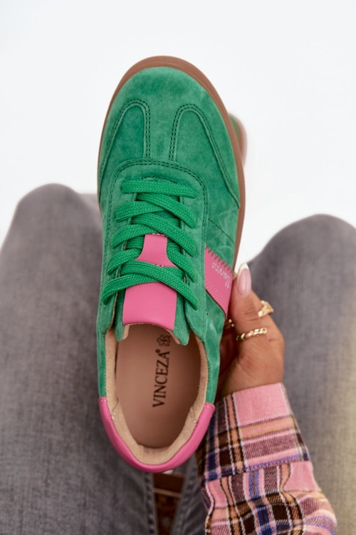 Zamszowe Sneakersy Damskie Vinceza 79576 Zielone