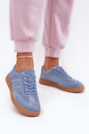 Zamszowe Niskie Sneakersy Damskie Niebieskie Paliana