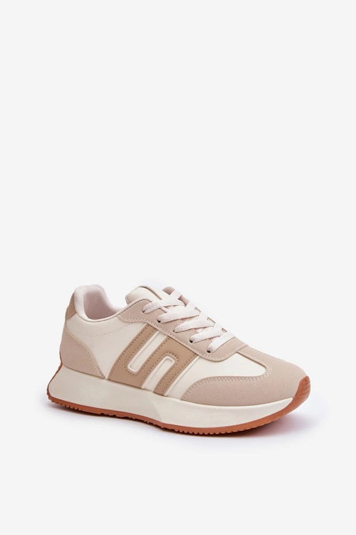 Sneakersy Buty Sportowe Na Platformie Damskie Beżowe Thari
