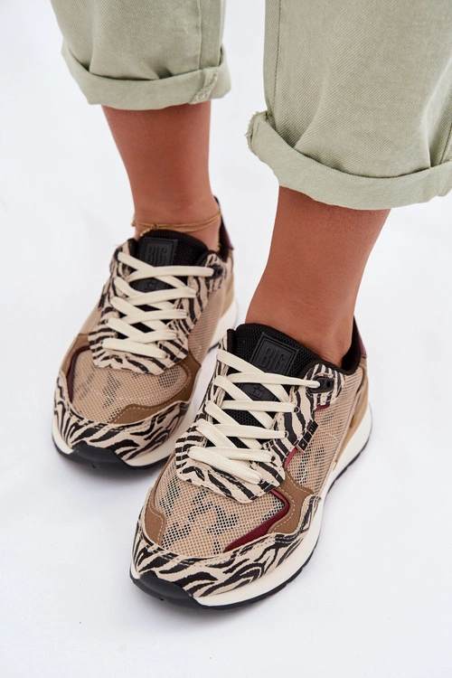 Buty Sportowe Sneakersy Damskie Wzorzyste Big Star TT274333 Beżowe