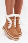 Śniegowce Damskie Z Naturalnego Zamszu Lee Cooper LCJ-25-01-3738 Camel