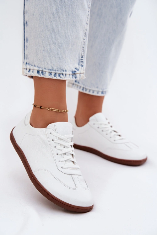 Skórzane Trampki Damskie Barefoot Zazoo N1243 Białe