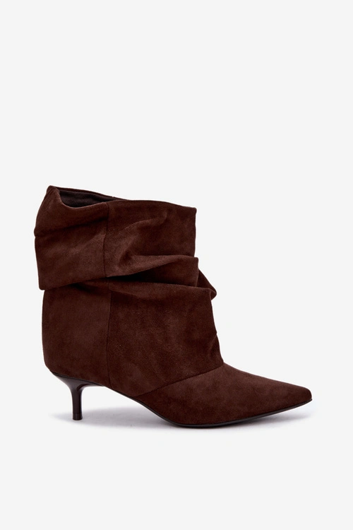 Wsuwane Botki Typu Slouchy Na Obcasie Czekoladowe Loralia