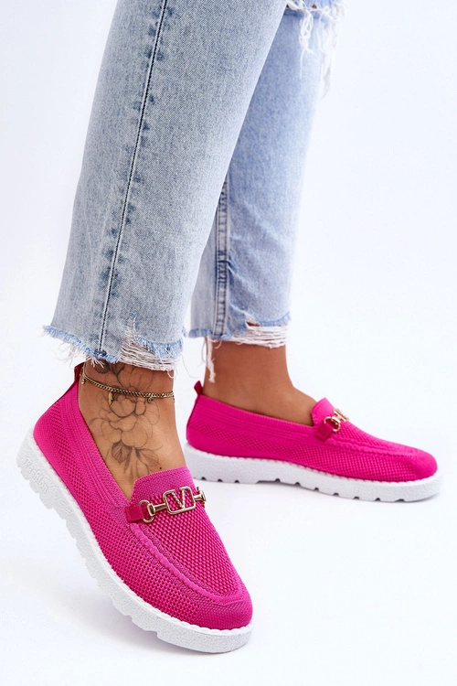 Damskie Wsuwane Tenisówki Slip-On Z Ozdobą Fuksja Alena