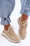 Klasyczne Materiałowe Wsuwane Sneakersy Beżowe Gusto