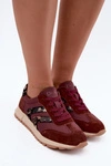 Skórzane Zamszowe Sneakersy Damskie D&A GR62-6015 Bordowe