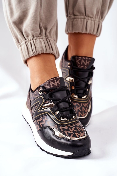 Logowane Sportowe Buty Sneakersy Czarno-Brązowe Always