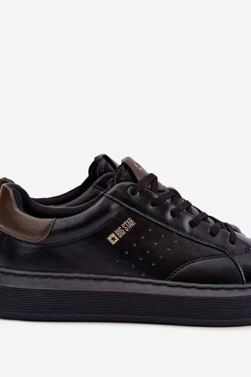 Skórzane Sneakersy Na Platformie Męskie Big Star UU174291 Czarne