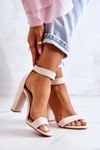 Zamszowe Sandałki Na Obcasie Beżowe Jacqueline