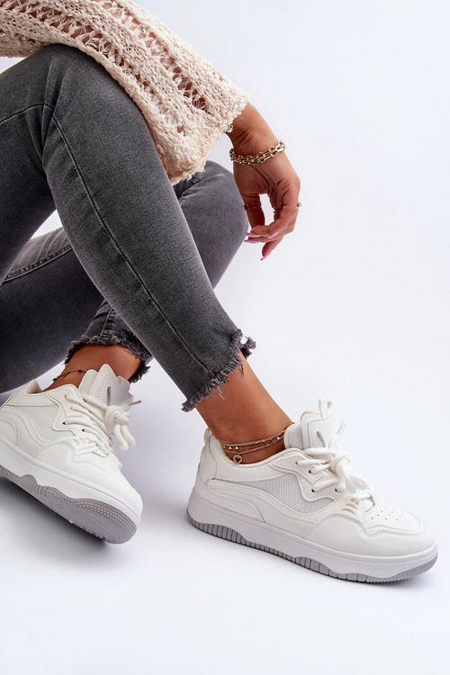 Sneakersy Damskie Na Platformie Białe Etnaria