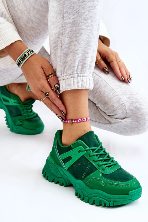 Modne Buty Sportowe Sneakersy Zielone Frezio