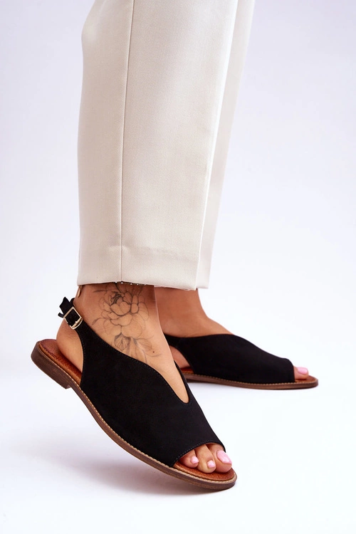 Zamszowe Sandały Damskie Lewski Shoes 3220/X Beżowe